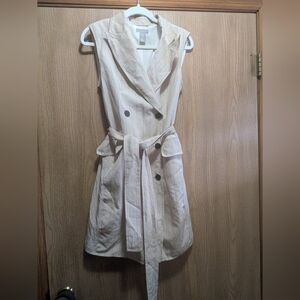 H&M Linen Blend Sleeveless Belted Blazer Dress